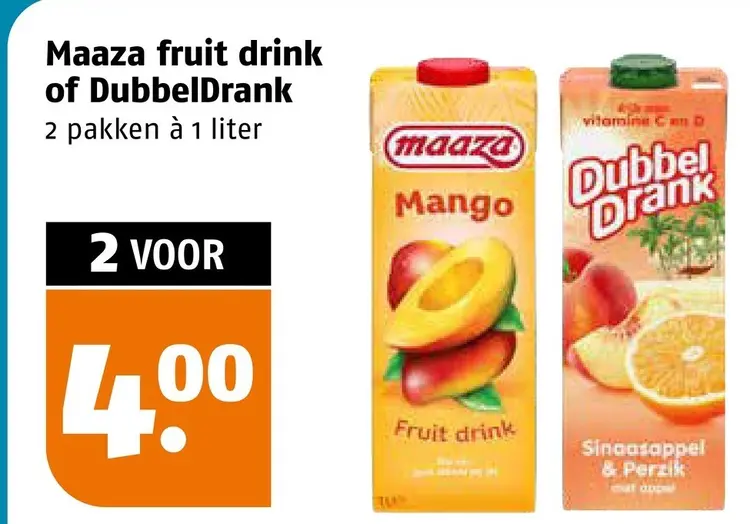 Aanbieding: Fruit drink of DubbelDrank