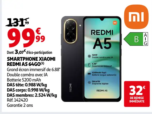 Offre: Smartphone XIAOMI REDMI a5 64go