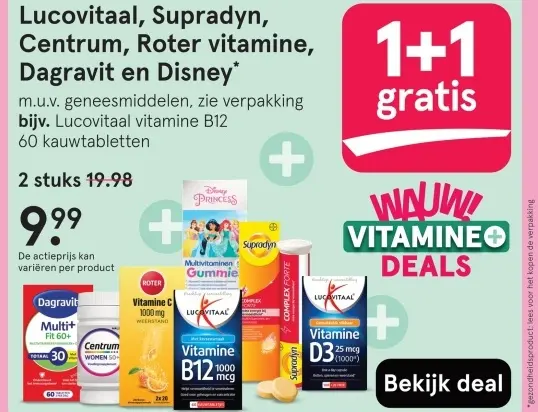 Aanbieding: Lucovitaal, Supradyn, Centrum, Roter vitamine, Dagravit en Disnwy
