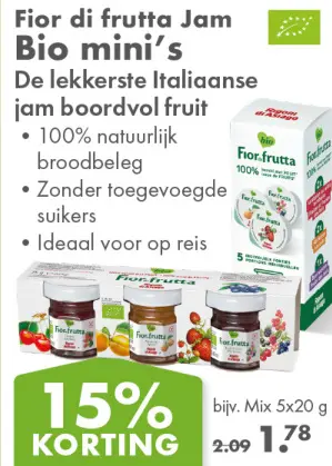 Aanbieding: Fior di frutta Jam Bio mini's