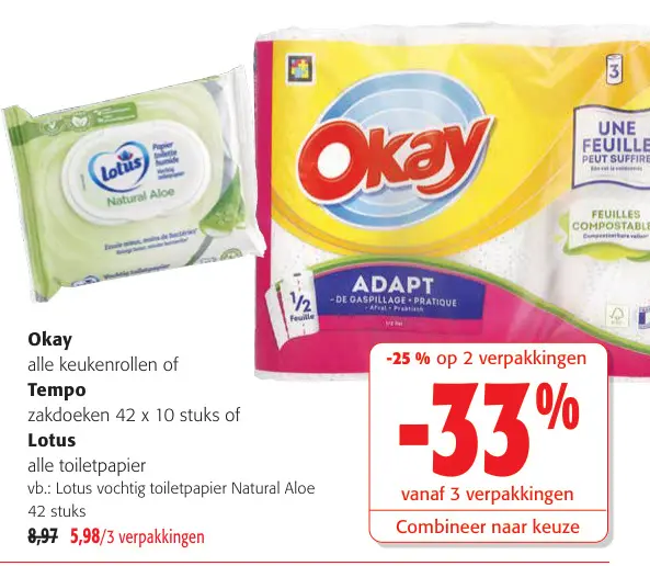 Promotie: Okay alle keukenrollen of Tempo zakdoeken