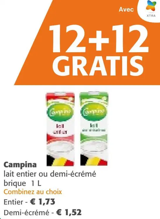 Offre: Lait entier ou demi-écrémé