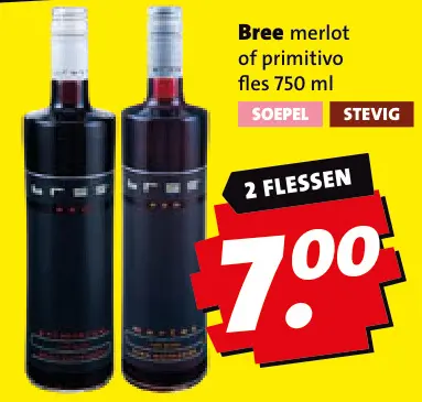 Aanbieding: Bree merlot of primitivo