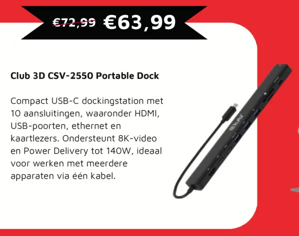 Aanbieding: Club 3D CSV-2550 Portable Dock