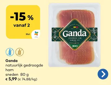 Aanbieding: Ganda natuurlijk gedroogde ham