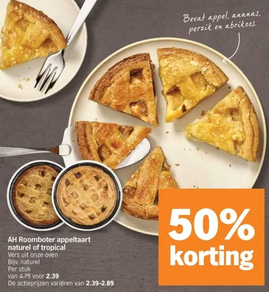 Aanbieding: Roomboter appeltaart naturel of tropical