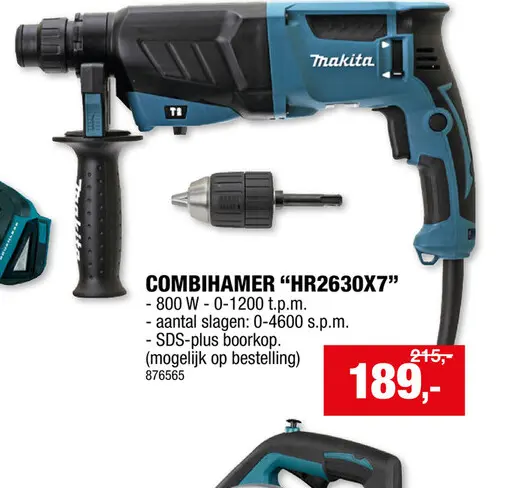 Promotie: Makita HR2630X7 combihamer SDS-Plus 800W