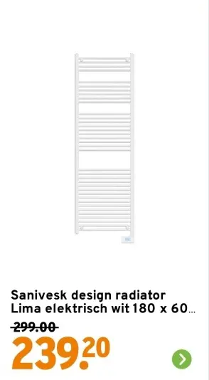 Aanbieding: Sanivesk design radiator Lima elektrisch wit 