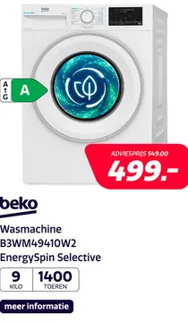 Aanbieding: Beko B3WM49410W2 EnergySpin Selective