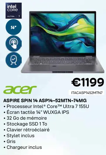 Offre: Acer aspire spin 14 asp14-52mtn-74mg