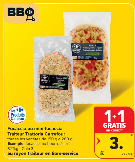 Offre: Focaccia ou mini-focaccia