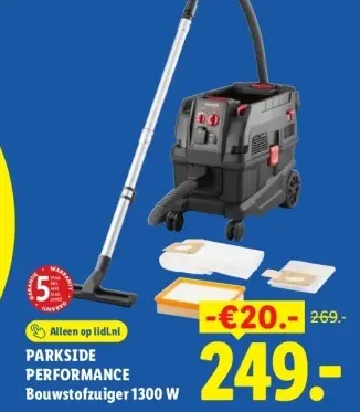 Aanbieding: Bouwstofzuiger 1300 W