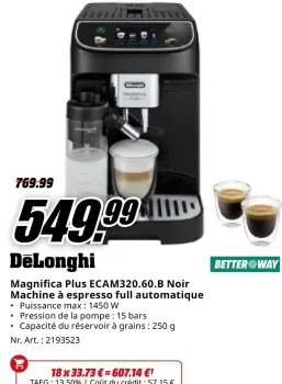 Offre: Magnifica Plus ECAM320.60.B Noir Machine à es