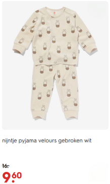 Aanbieding: Nijntje pyjama velours gebroken wit