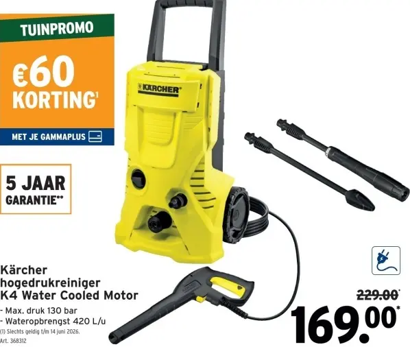 Promotie: Kärcher hogedrukreiniger K4 Water Cooled Motor