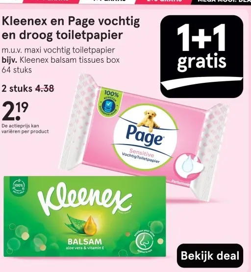 Aanbieding: Kleenex en Page vochtig en droog toiletpapier