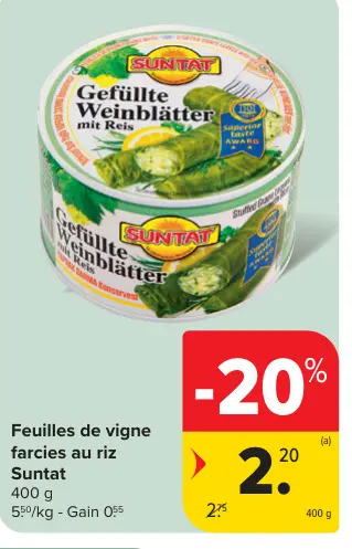 Offre: Feuilles de vigne farcies au riz