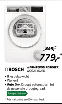 Aanbieding: WARMTEPOMPDROGER WQG233D2NL