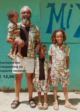 Aanbieding: Overhemd met knoopsluiting en tropische motie
