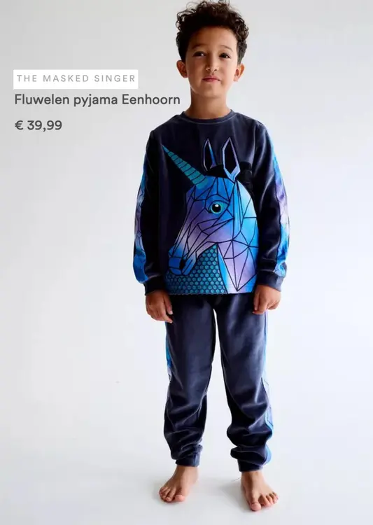 Promotie: Fluwelen pyjama Eenhoorn