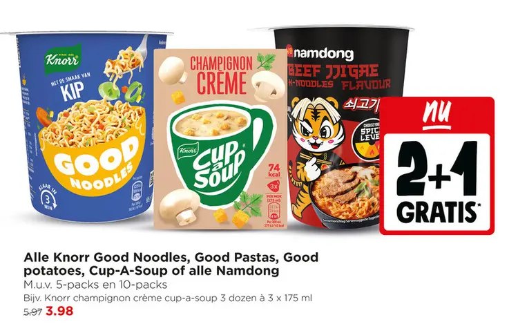 Aanbieding: Good Noodles, Good Pastas, Good potatoes, Cup-a-Soup of alle Namdong