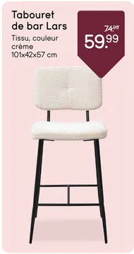 Offre: Tabouret de bar Lars - crème