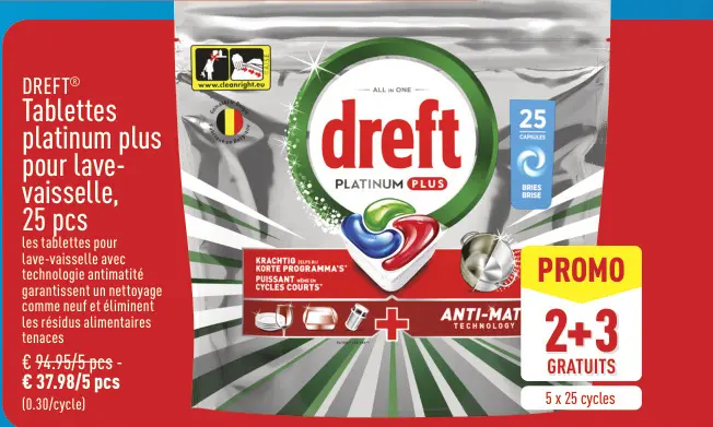 Offre: Tablettes platinum plus pour lave-vaisselle