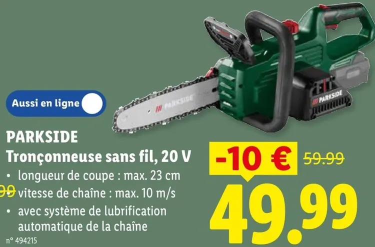 Offre: Tronçonneuse sans fil, 20 V