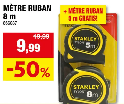 Offre: Stanley Tylon mètre ruban 8m + 5m