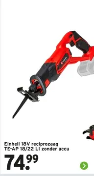 Aanbieding: Einhell 18V reciprozaag TE-AP 18/22 LI zonder accu