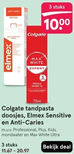 Aanbieding: Tandpasta doosjes, Sensitive en Anti-Caries