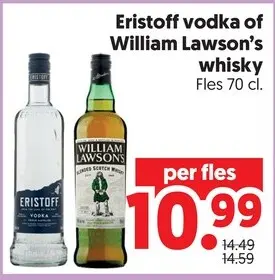 Aanbieding: Eristoff vodka of William Lawson's whisky