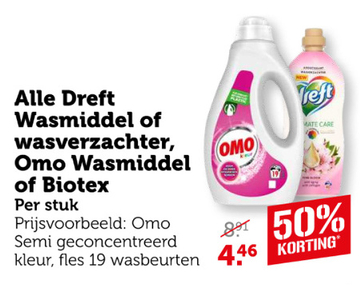 Aanbieding: Dreft Wasmiddel of wasverzachter, Omo Wasmidd