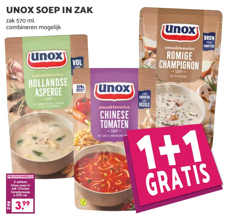 Aanbieding: Unox soep in zak