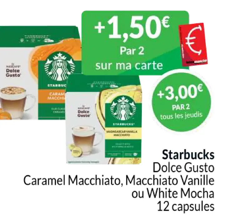 Offre: Dolce Gusto Caramel Macchiato, Macchiato Vanille ou White Mocha