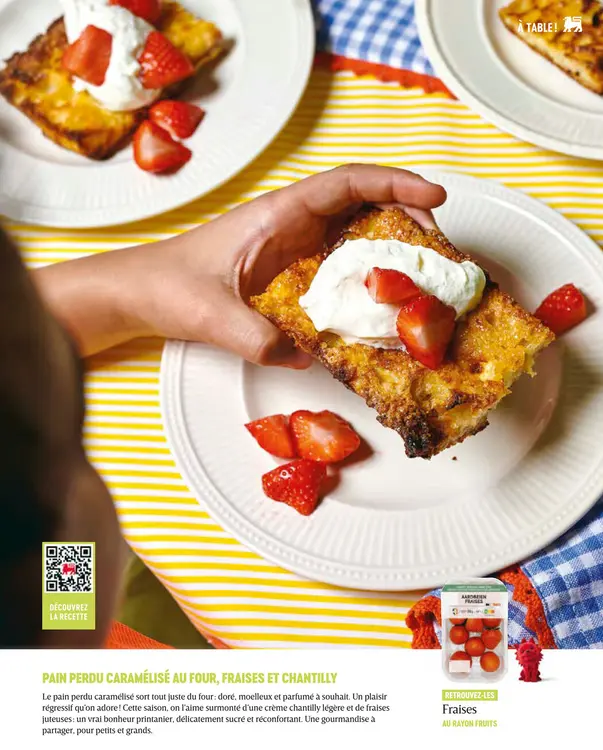 Offre: Pain perdu caramélisé au four, fraises et cha