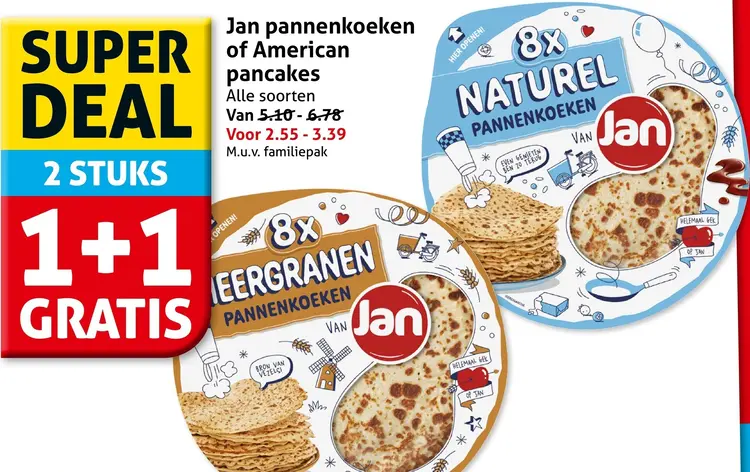 Aanbieding: Jan Pannenkoeken of American pancakes