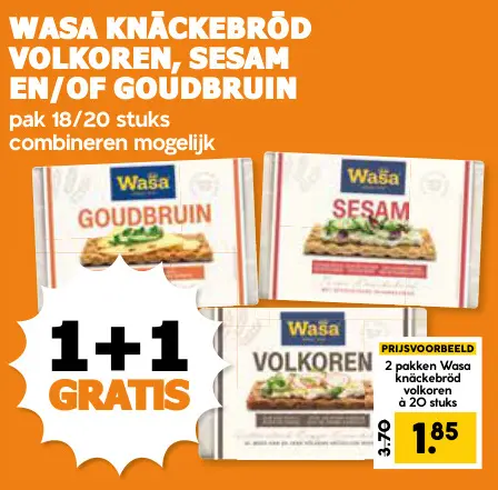 Aanbieding: Knäckebröd volkoren, sesam en/of goudbruin