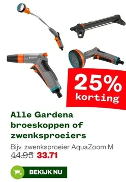 Aanbieding: Alle Gardena broeskoppen of zwenksproeiers