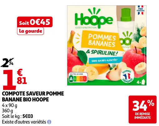 Promotie: Compote saveur pomme banane bio