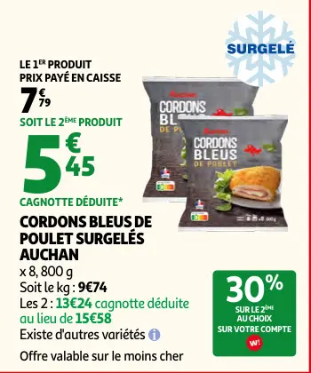 Promotie: Cordons bleus de poulet surgelés