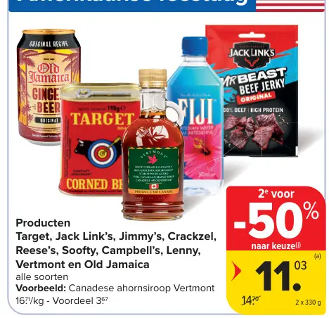 Promotie: Target, Jack Link's, Jimmy's, Crackzel, Reese's, Soofty, Cambpell's, Lenny, Vertmont en Old Jamaica