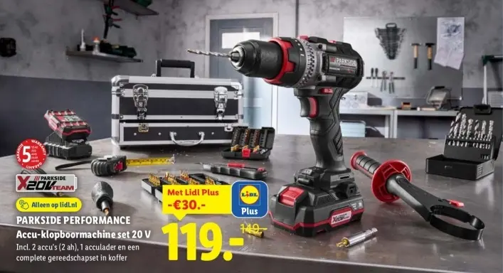 Aanbieding: Accu-klopboormachine set 20 V