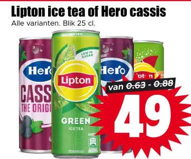 Aanbieding: Lipton ice tea of Hero cassis