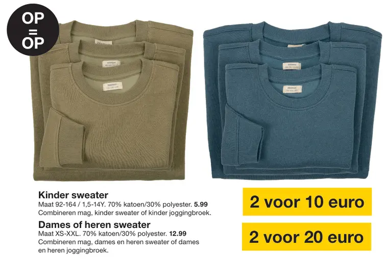 Aanbieding: Kinder, dames of heren sweater