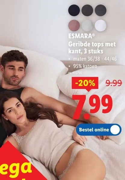 Promotie: Geribde tops met kant