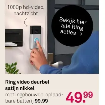 Aanbieding: Ring video deurbel satijn nikkel