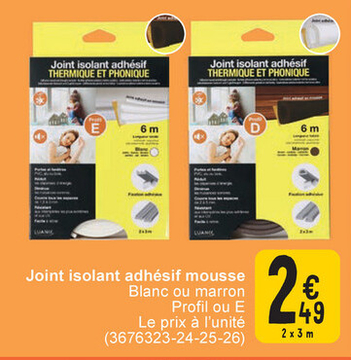 Offre: Joint isolant adhésif mousse