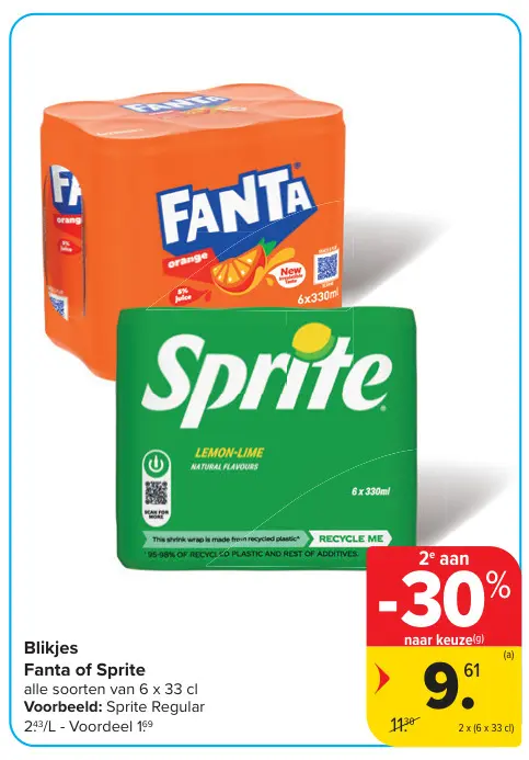 Promotie: Blikjes Fanta of Sprite