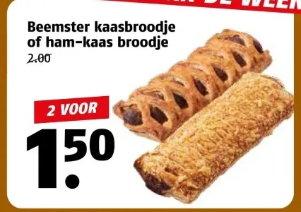 Aanbieding: Beemster kaasbroodje of ham-kaas broodje